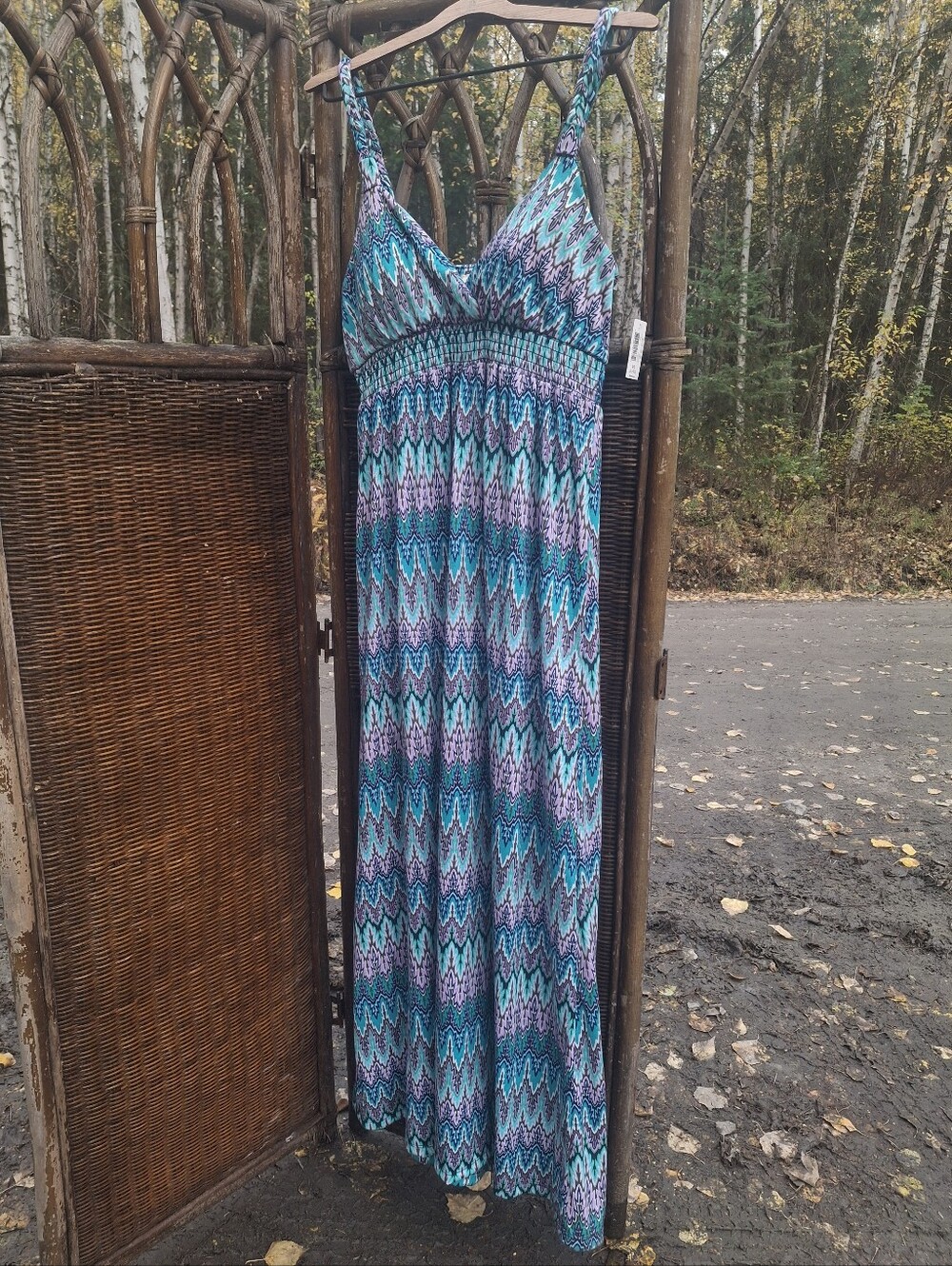 🍀 3/15 Boho Chevron Maxi Dress - Teal & Purple